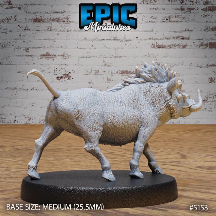 3D Printable Warthog / Wild Pig / Boar Animal / Evil Horned
